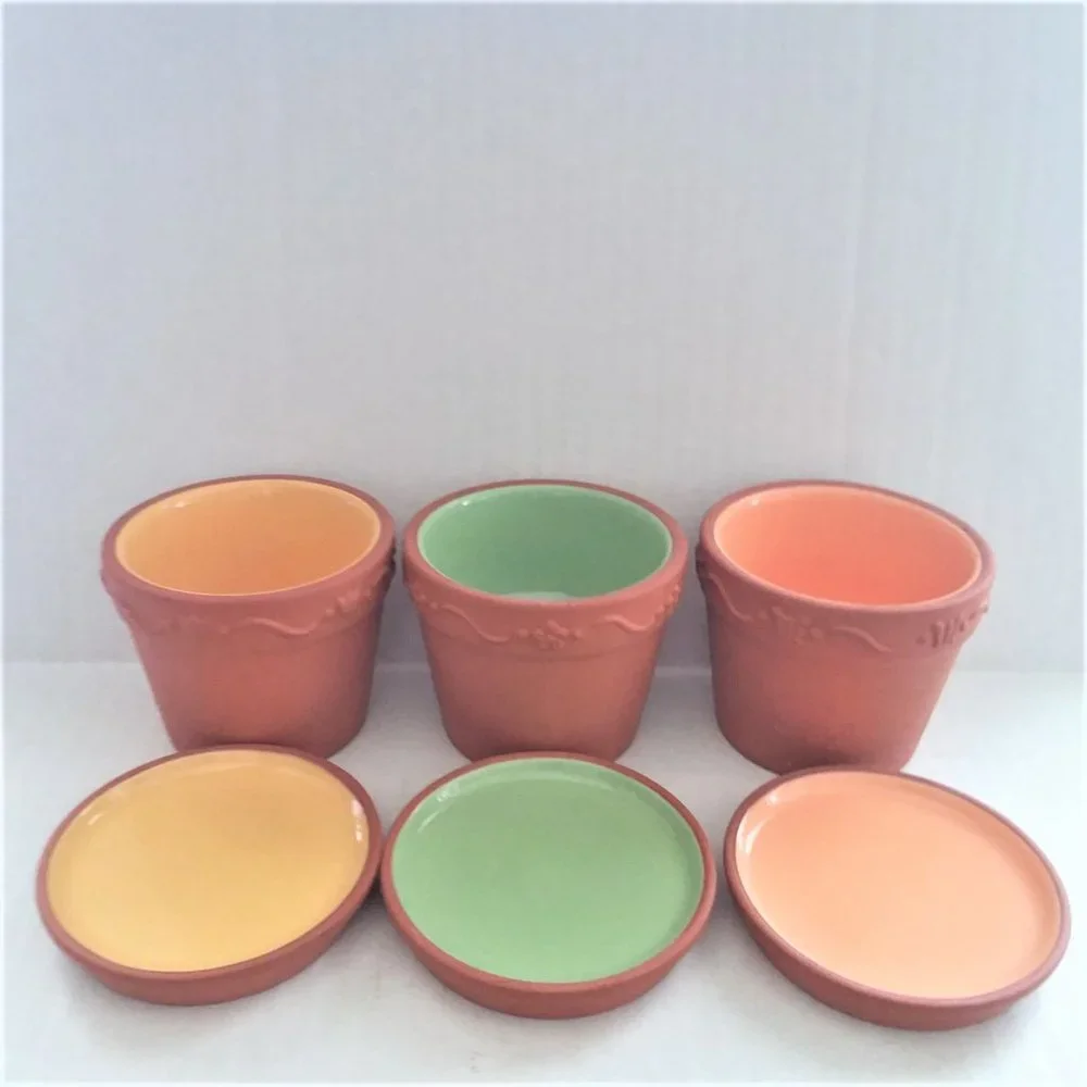 Candle Holders PartyLite Terra Cotta Mini Garden Pots Votive Trio RARE Retired - Picture 8 of 9
